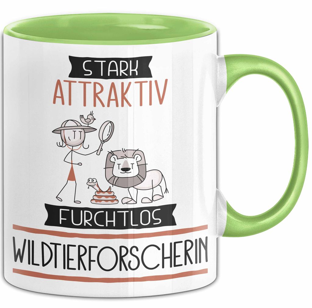 Wildtierforscherin Tasse Geschenk Becher Stark Attraktiv Furchtlos Wildtierforscherin Lustige Geschenkidee (Grün)