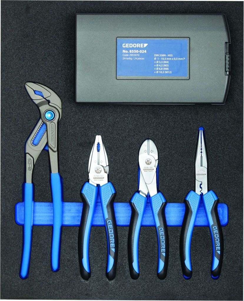GEDORE TS CT2-142 Zangen-Sortiment in 2/4 Check-Tool-Modul, 2957248