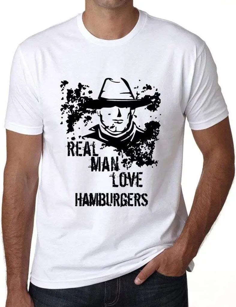 Herren Grafik T-Shirt Echte Männer lieben Hamburger – Real Men Love Hamburgers – Öko-Verantwortlich Vintage Jahrgang Kurzarm Lustige Druck Ge...