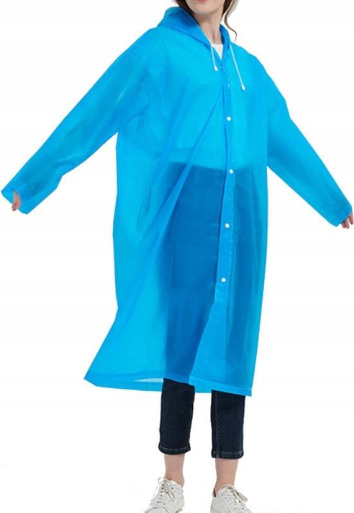 Regenmantel - Universal - Kapuzenumhang - Wasserdicht - Poncho - Blau - Uni