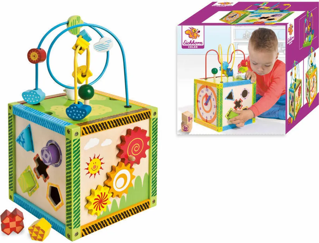 Cube d'Éveil Multi-activités en Bois Eichhorn Color pour Bébé dès 1 An - 22