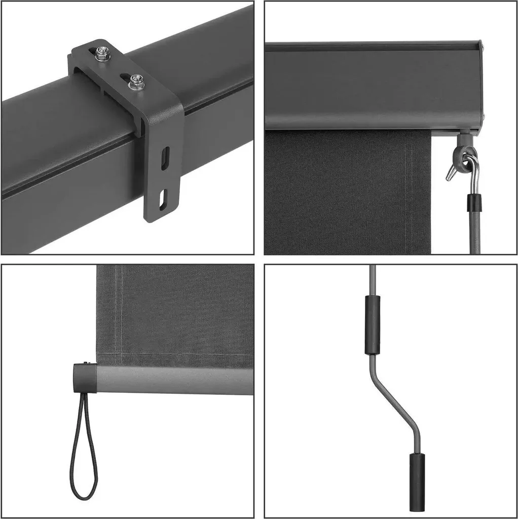 Store balcon protection vent et soleil noir 1,6 x 2,5 m vertical durable