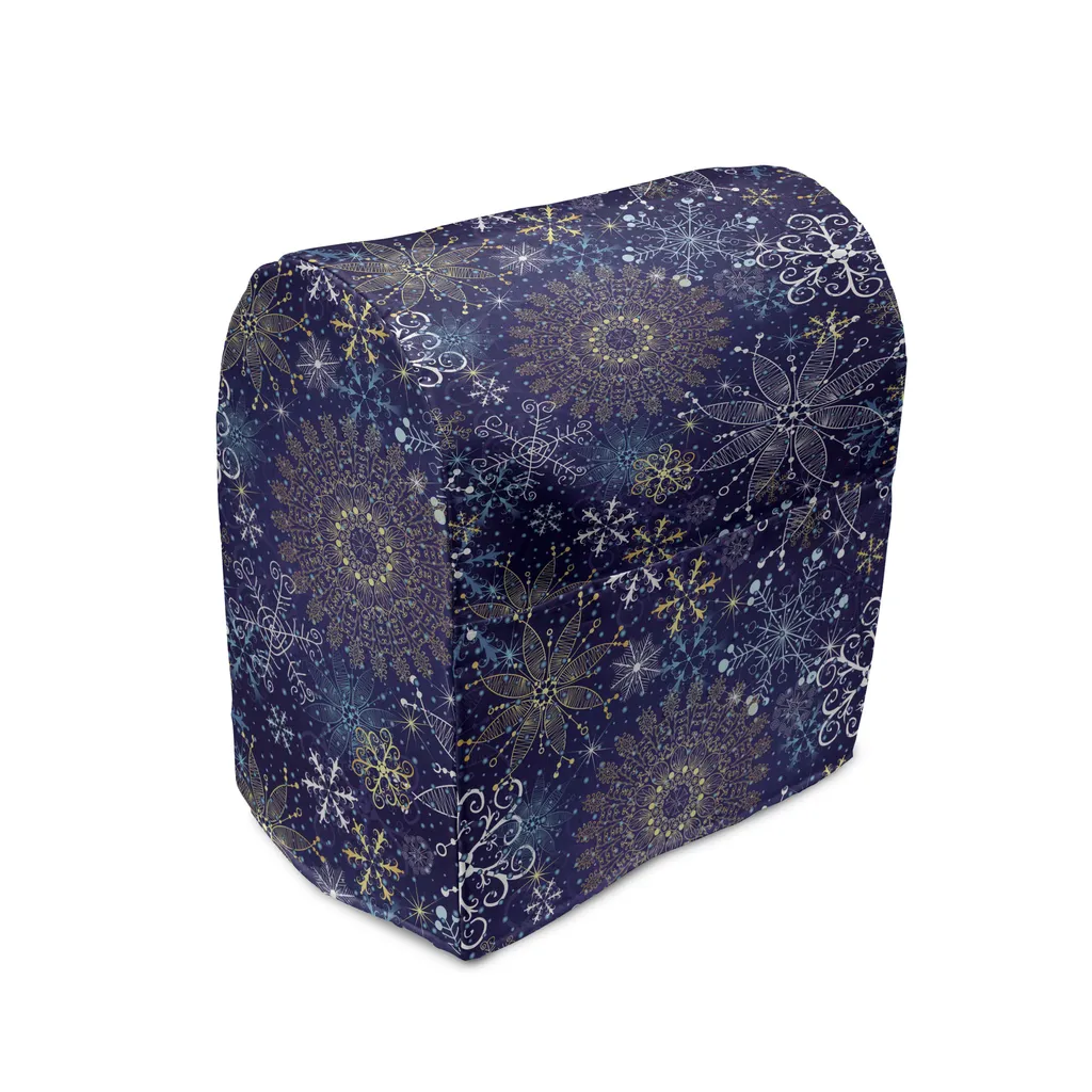 Copertura Frullatore Natalizia ABAKUHAUS - Blu Scuro Fiocchi Neve