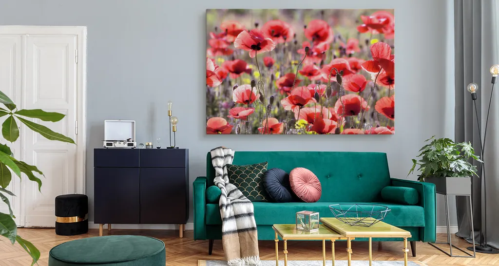 Decorazione Parete Tela 90x60 cm Papaveri Rossi - Arte Floreale Moderna - 2