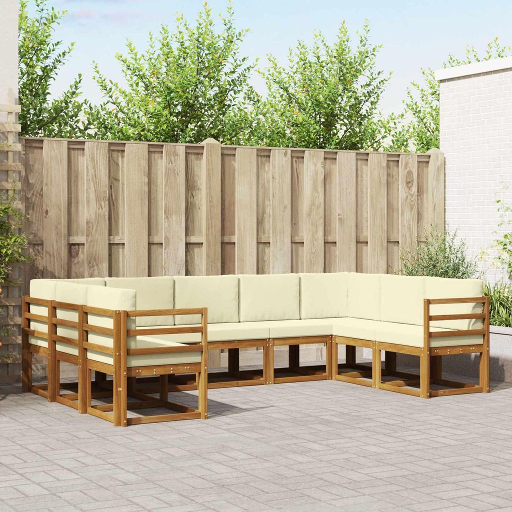 Outdoor-Sofagarnitur - VIDAXL - Terrassen-Sofa - mit Kissen - 9 pcs - Natur und Creme
