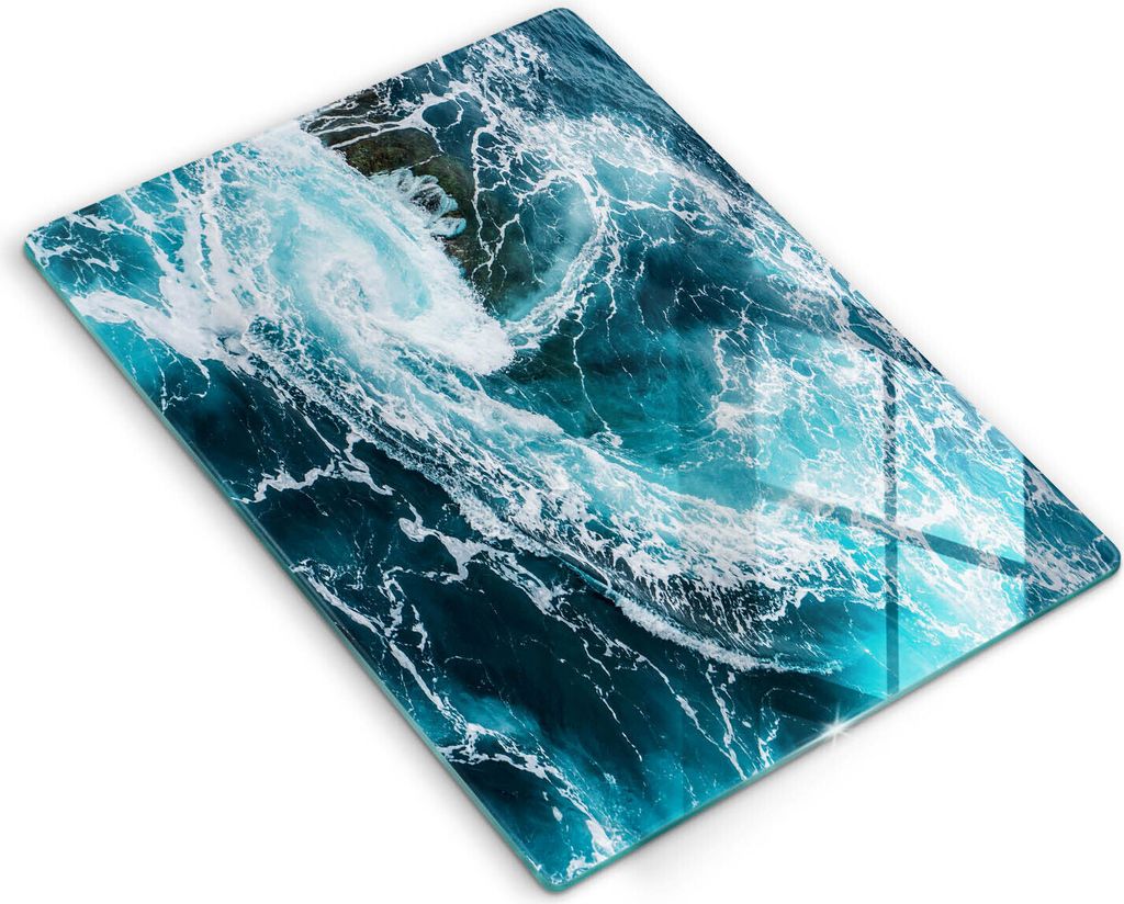 Abdeckung Glas - Küchenabdeckung - 40x52 cm - Abdeckplatte - Schäumende Wasserwellen
