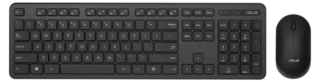 A black wireless keyboard and mouse set is shown on a white background.