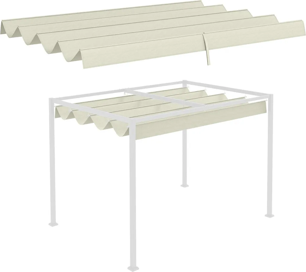 Toit pour pergola 286x245 cm crème - Toile coulissante pour l'ombre d'été