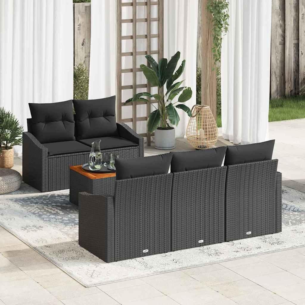 Maison Exclusive - Gartensofa-set mit Kissen 6 pcs Schwarz Poly-Rattan