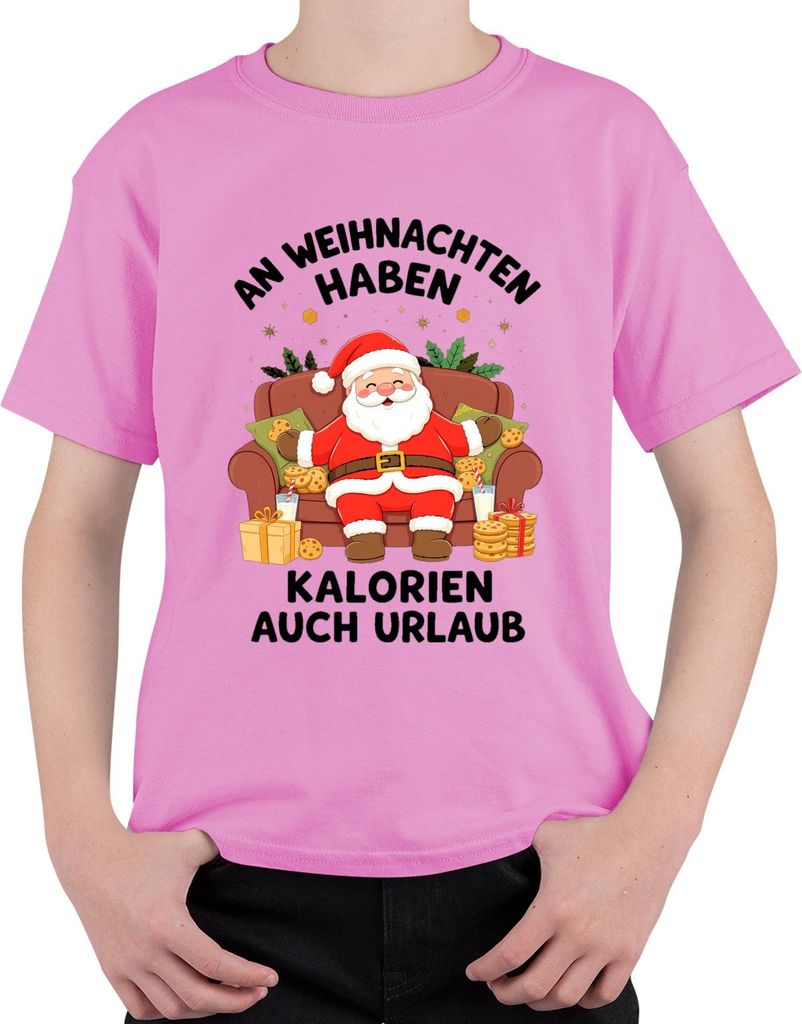 Kalorien haben Urlaub Weihnachtsmann Kekse Weihnachten lustig Uni Kinder T-Shirt, Pink, 104
