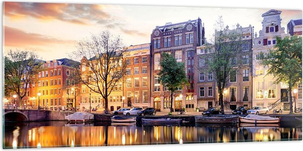 Bilder auf glas - Holland Kanal - 120x50cm - Glasbilder - Produktbild 