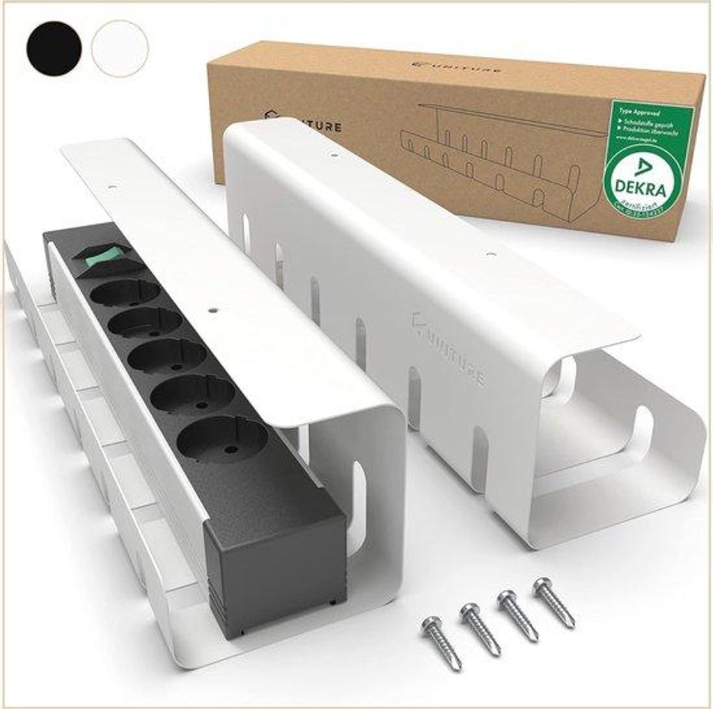 Kabel-Organisations-System für den Arbeitsplatz - 2-teiliges Kabel-Verbindungs-Set für den Boden - Kabel-Management-Lösung - Weiss