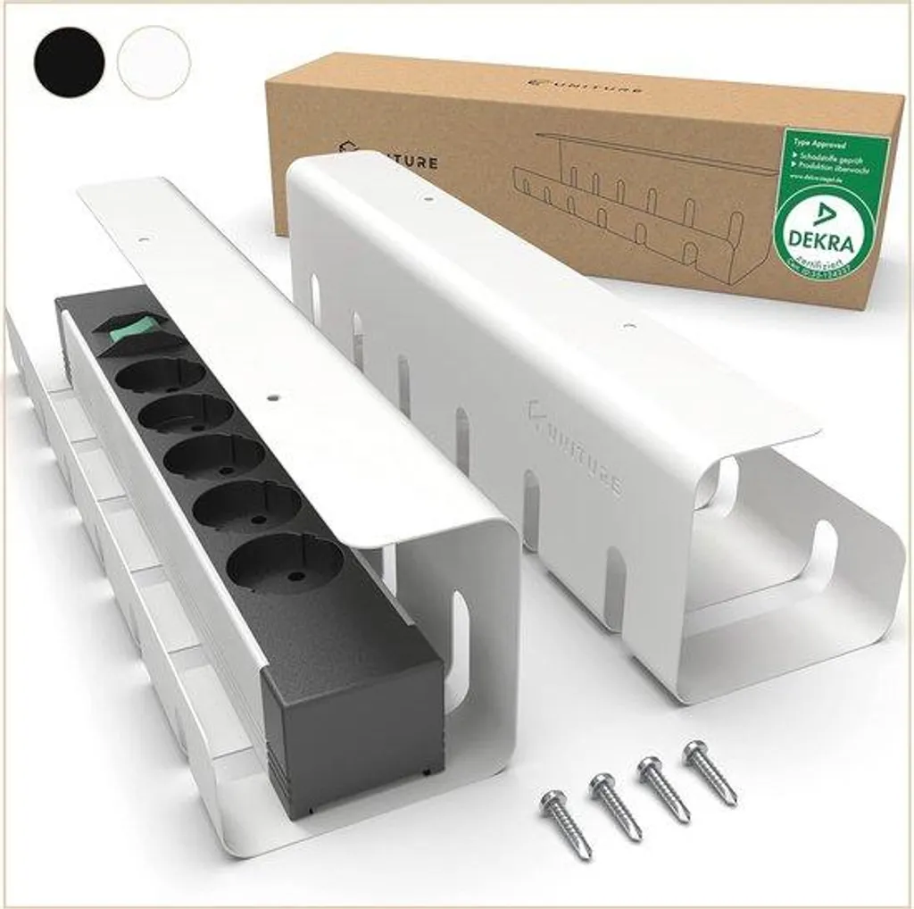 Rangement de câbles sous bureau pour télétravail - Pack 2 pièces Blanc