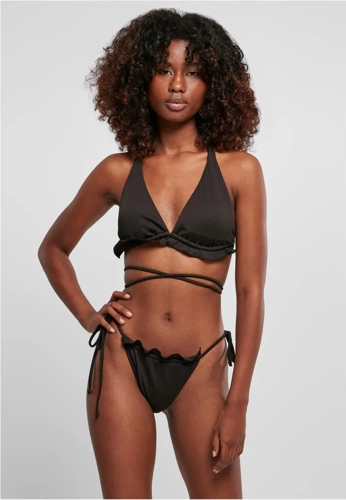 Bikini Triangle Noir Côtelé Finition Babylock Chic Urban Classics