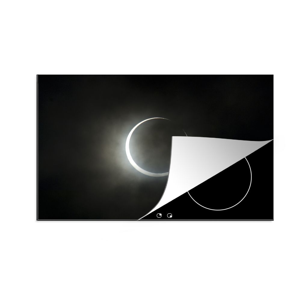 KitchenYeah Herdabdeckplatte Ringförmige Sonnenfinsternis , 81x52cm, Küche Deko, Glaskeramikkochfeld Herdabdeckung, Abdeckplatte fùr Kochfeld