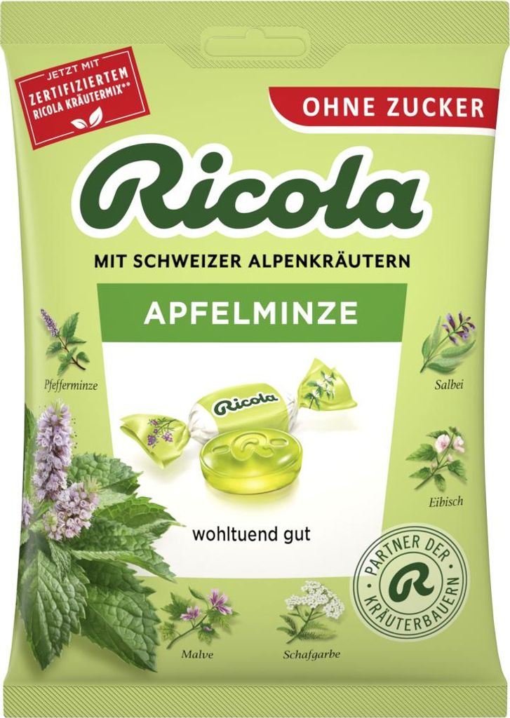 Ricola oZ Appel-munt, 75 gram zuurstofverfrissende Productafbeelding 