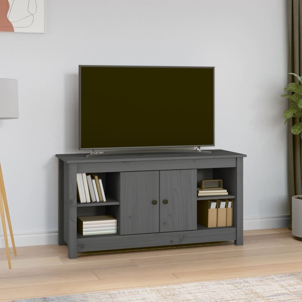 The Living Store TV-Schrank Grau 103x36,5x52 cm Massivholz Produktbild 