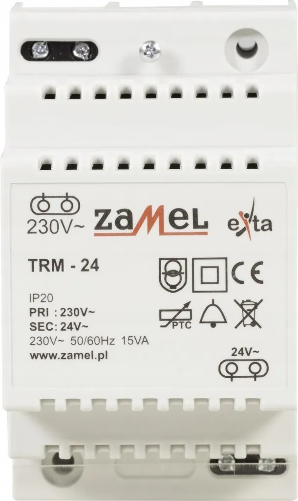 Zamel TRM-24 Transformateur 15VA 24V AC 1 Module Rail DIN