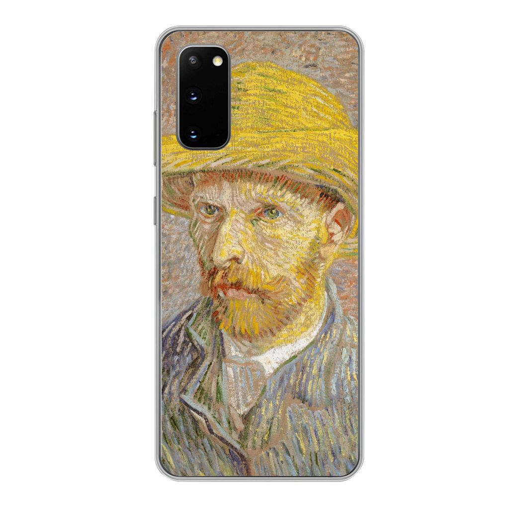 MuchoWow Handyhülle Schutzhülle Hülle für Samsung Galaxy S20 Selbstbildnis mit Strohhut - Vincent van Gogh Silikon Softcase Handy Hülle - Bild