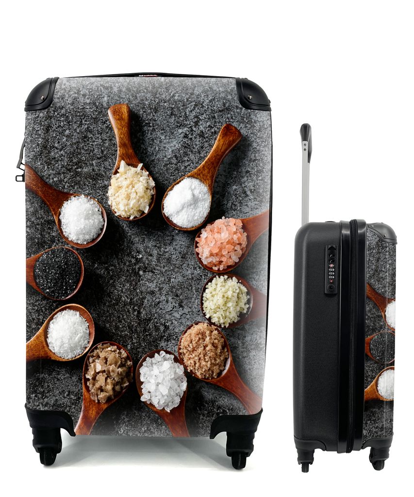 MuchoWow Koffer Handgepäck Trolley Rollkoffer Kleine Reisekoffer mit 4 Rollen - Löffel - Kräuter - Gewürze - Küche - Industrie - Cabin Size ...