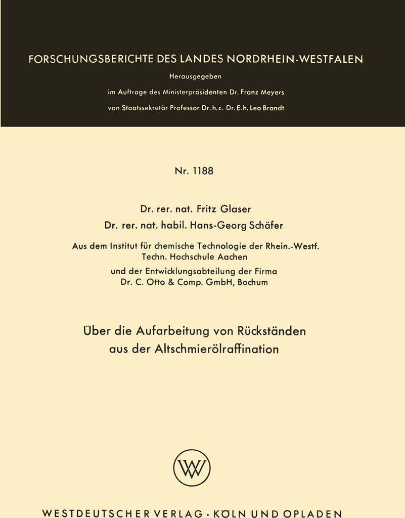 Über die Aufarbeitung von Rückständen aus der Altschmierölraffination