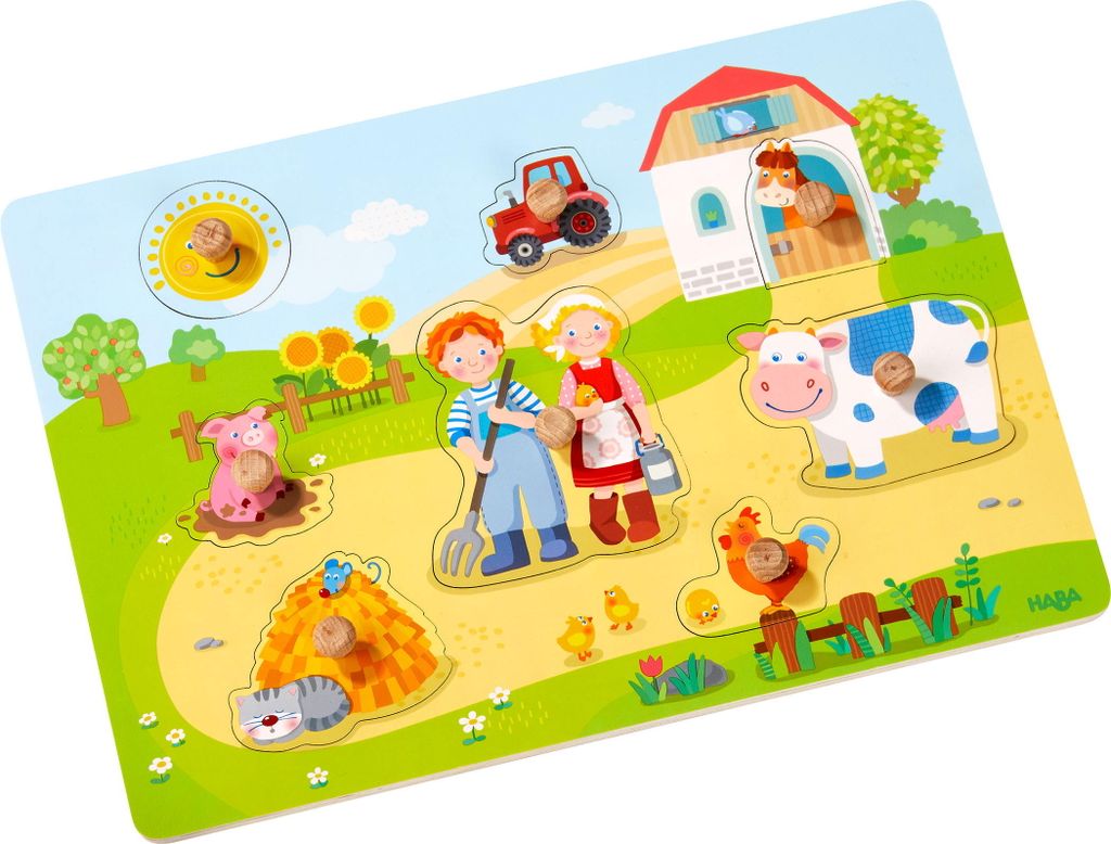 HABA - Greifpuzzle Auf dem Bauernhof, 8-teilig, ab 12 Monaten