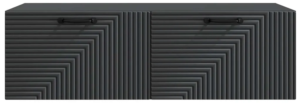 Meuble TV mural noir compact 98 cm en panneau robuste avec rangements