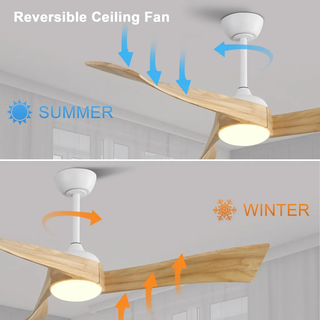 Ventilateur de plafond silencieux et économe 52 pouces avec télécommande