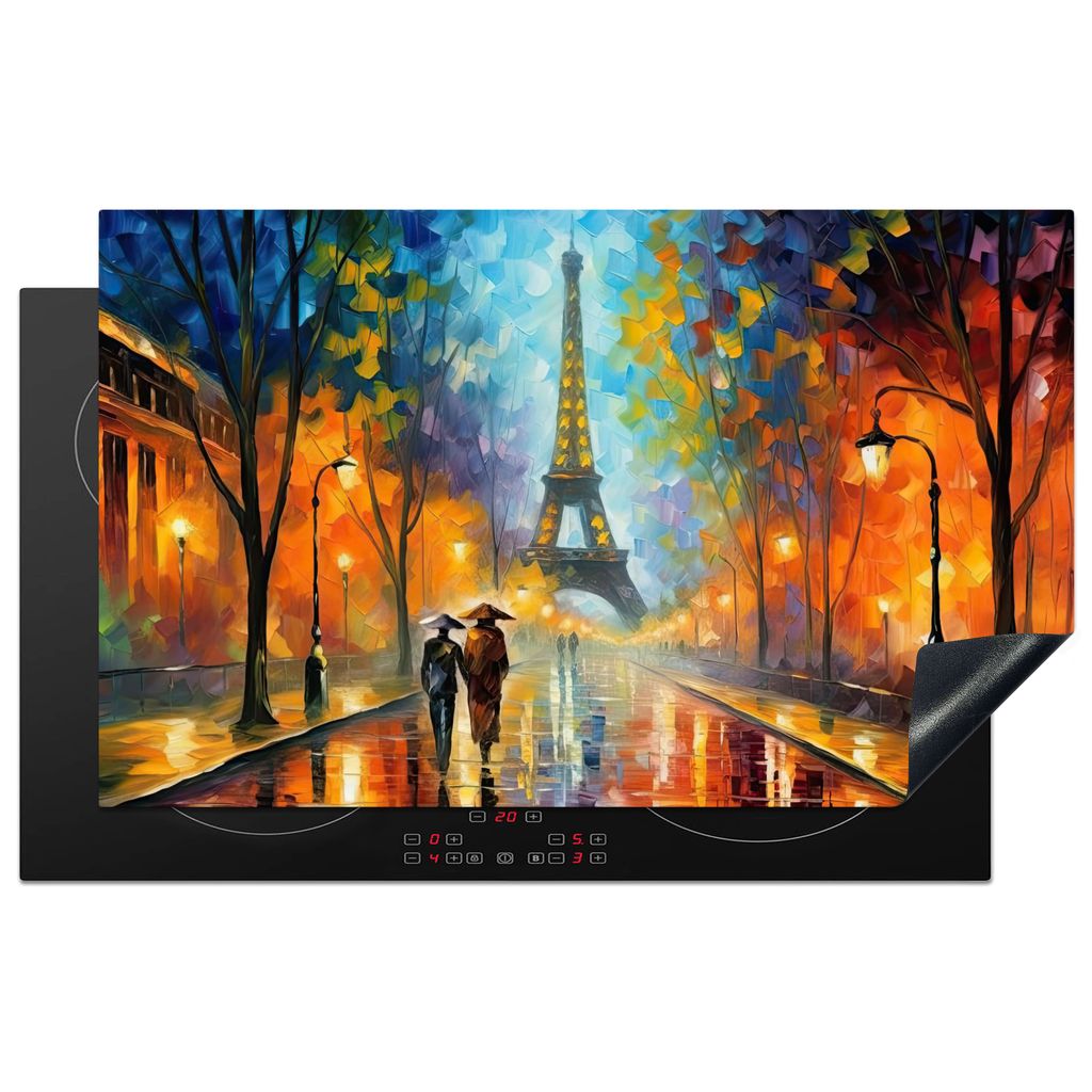 KitchenYeah Herdabdeckplatte Paris - Eiffelturm - Kunst - Städte , 85x52cm, Küche Deko, Glaskeramikkochfeld Herdabdeckung, Abdeckplatte fùr Ko...
