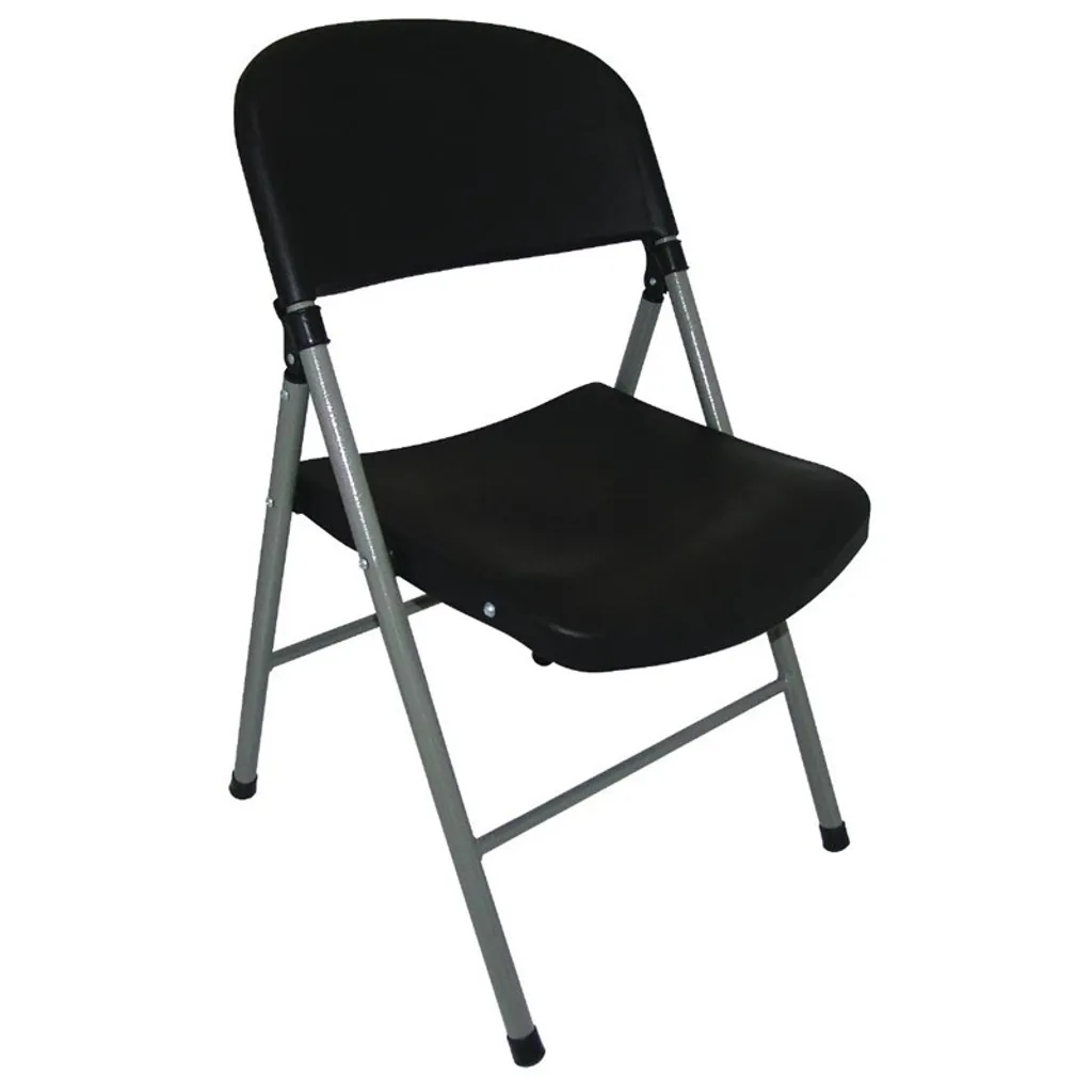 Lot de 2 chaises pliantes Bolero en plastique et acier noir robuste