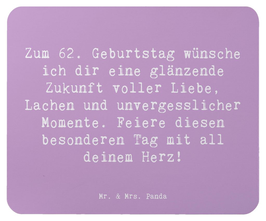 Mr. & Mrs. Panda Mauspad Spruch 62. Geburtstag Glänzende Zukunft - Lavendeltraum - Geschenk, Alter, Glückwunsch, Geschenkidee, laptop, Liebe, Eri...