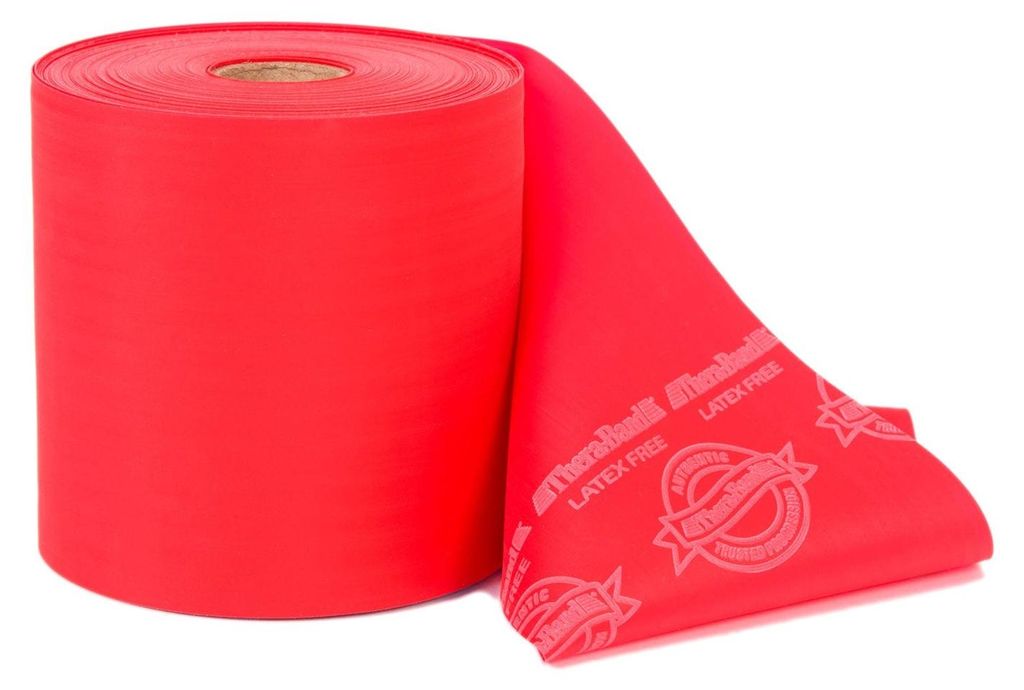 TheraBand Latexfreies Übungsband 45 m – Professionelles Fitness- & Therapieband für Rehabilitation und Krafttraining mittel stark/rot