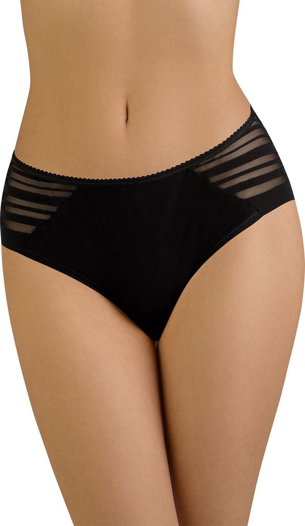 Vivisence dame slip unterhose 4015 streifen glatt bund netz unterwäsche, schwarz, l