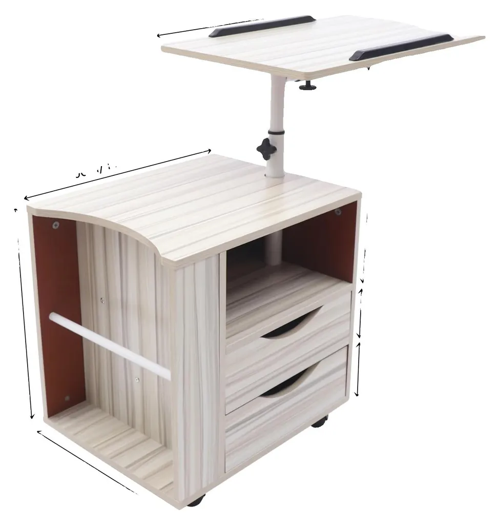 Table de chevet plateau pivotant bois érable blanc design ergonomique
