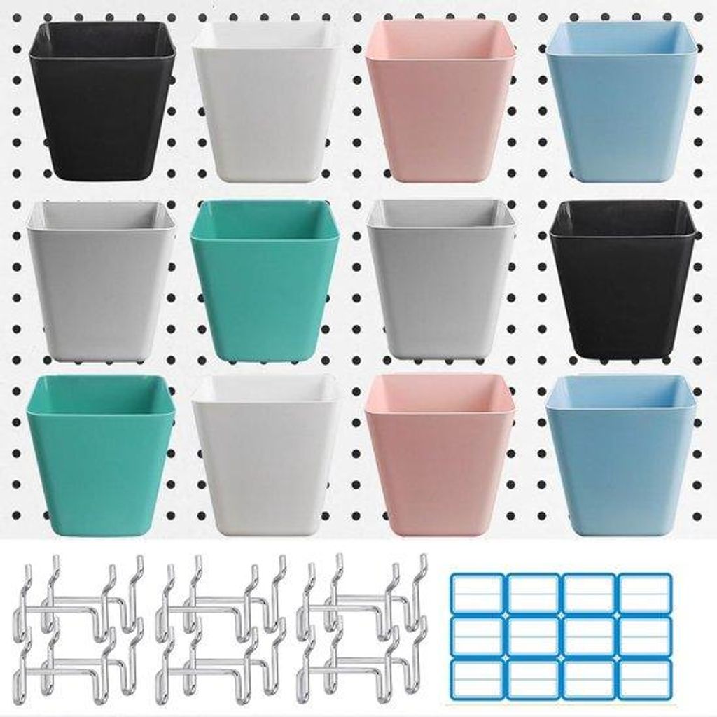 Premium Pegboard-Container-Set 12-teilig - Werkzeug-Organizer für Garage, Werkbank und Küche