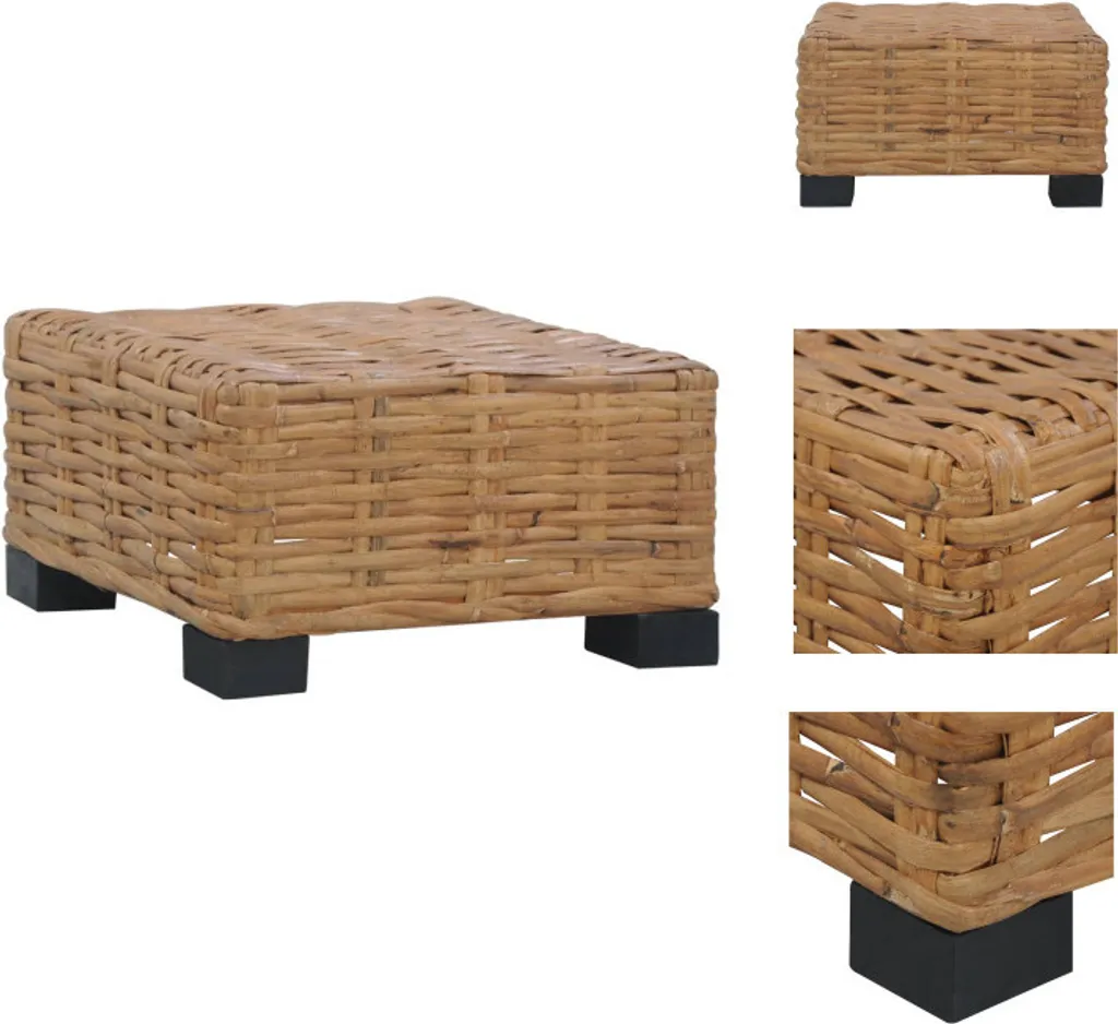 Table basse de jardin en rotin naturel tressé, élément de canapé modulable