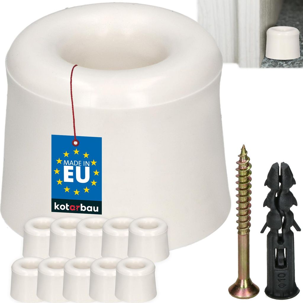 KOTARBAU 10er Set Türstopper Boden zum Schrauben 27 mm Weiß Bodentürstopper Bodenmontage Türstopper aus Gummi