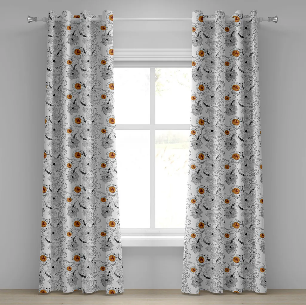 Rideau occultant léger fleurs 280x245 cm - Solution déco anti vis-à-vis bleu