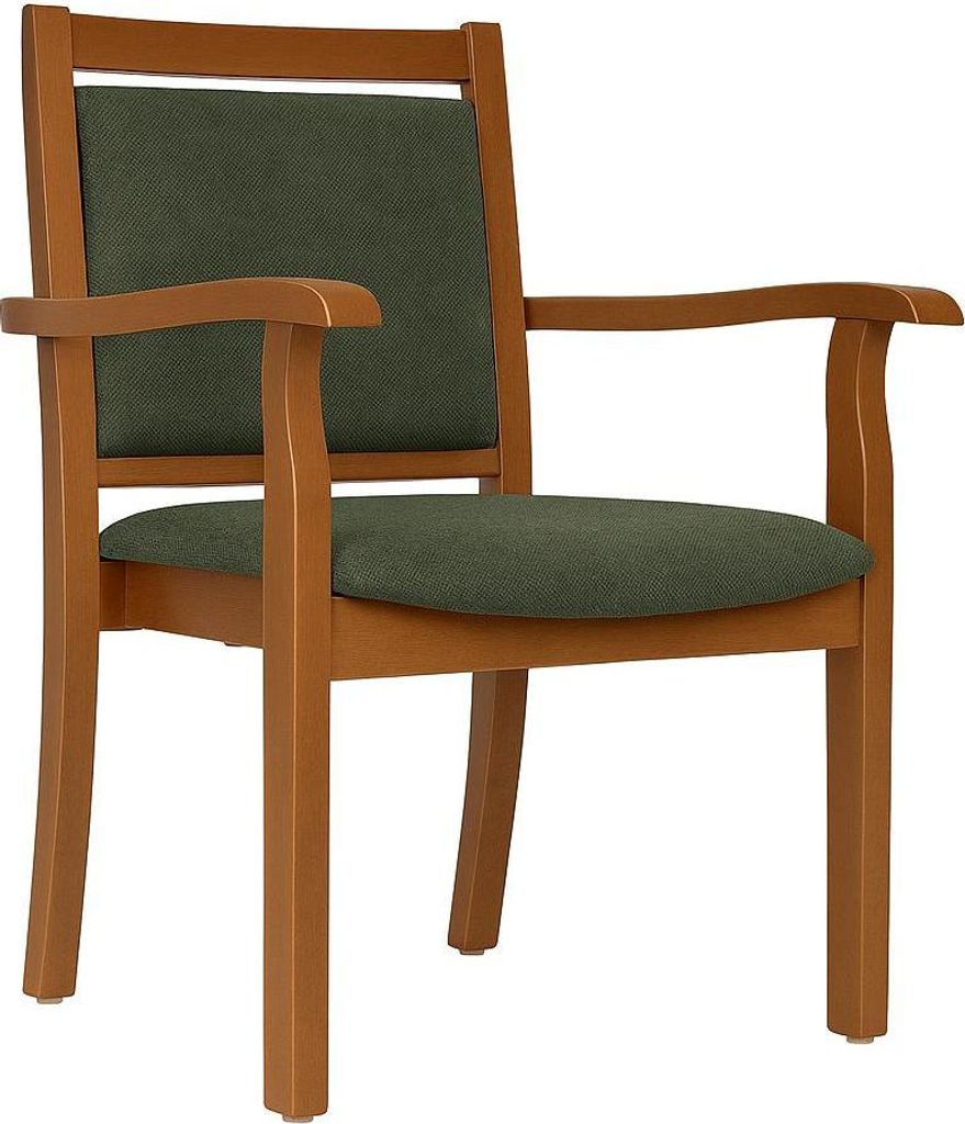 Pflegestuhl André mit Armlehnen Rustikal – Ideal für Senioren im Altenheim oder Zuhause.Stoffbezug:Stoff Kariba Grün,Bodengleiter:Kunststoff W...