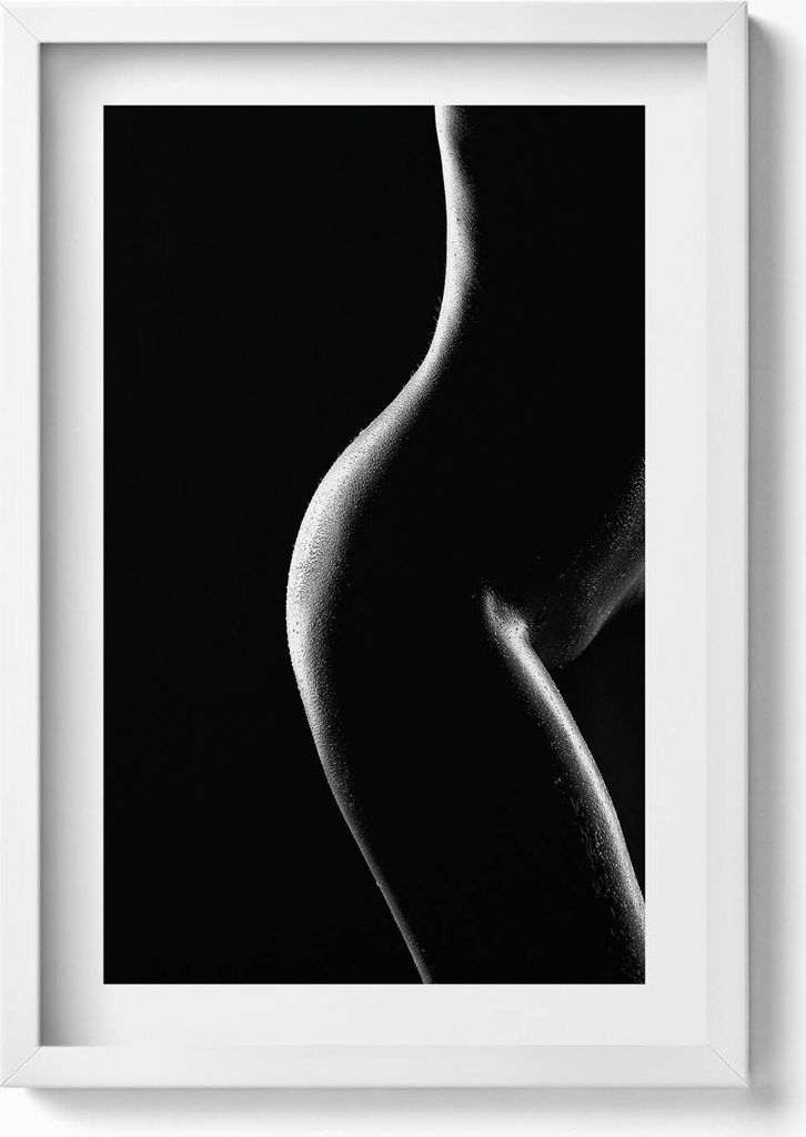 Menschlicher Körper - sinnliche Silhouette einer Frau– Wandbild mit Rahmen – Gerahmtes Bild – Wanddekoration – 40x60 cm – Weiß