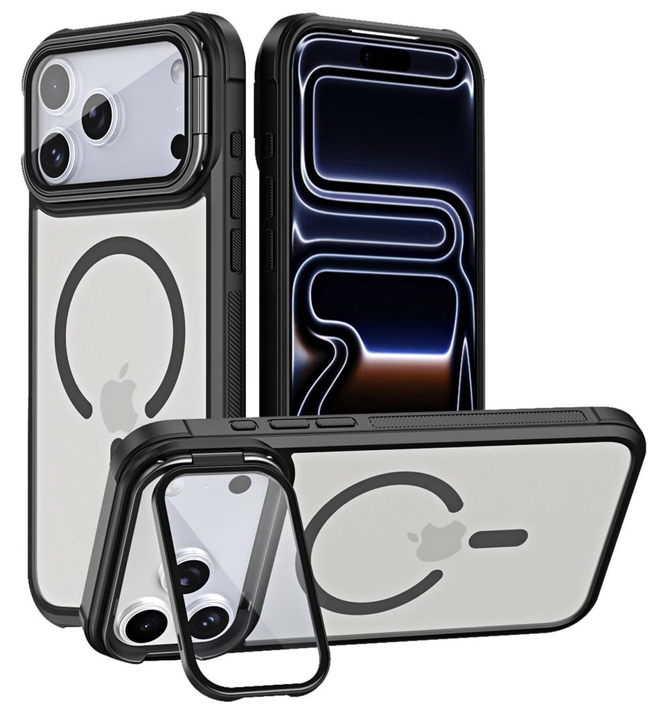 Schutzhülle für iPhone 17 Pro Max Hülle, kompatibel mit MagSafe klappbarer Kamera Schutz Glas Ständer