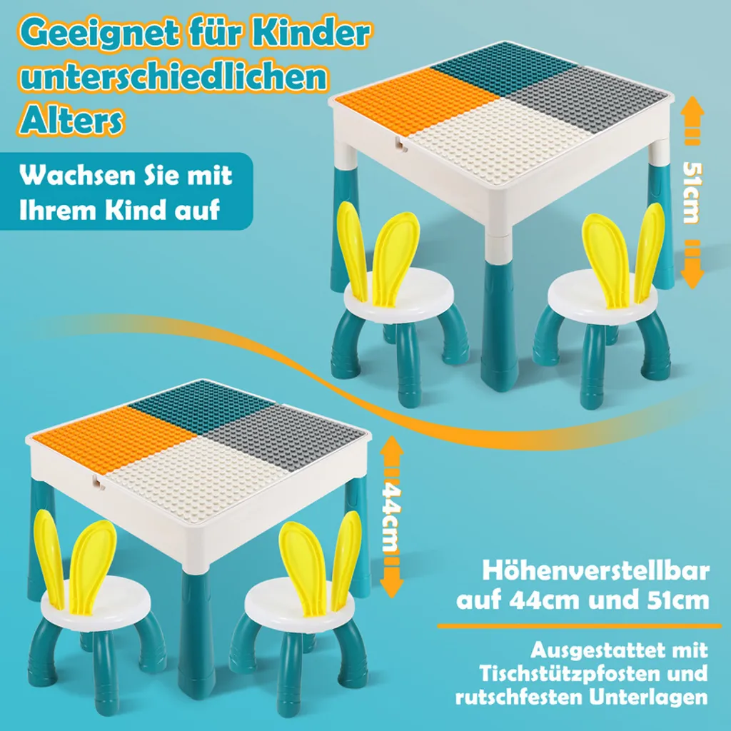 Table Multi-activités Enfant avec 251 Briques et Chaises Ergonomiques - 4