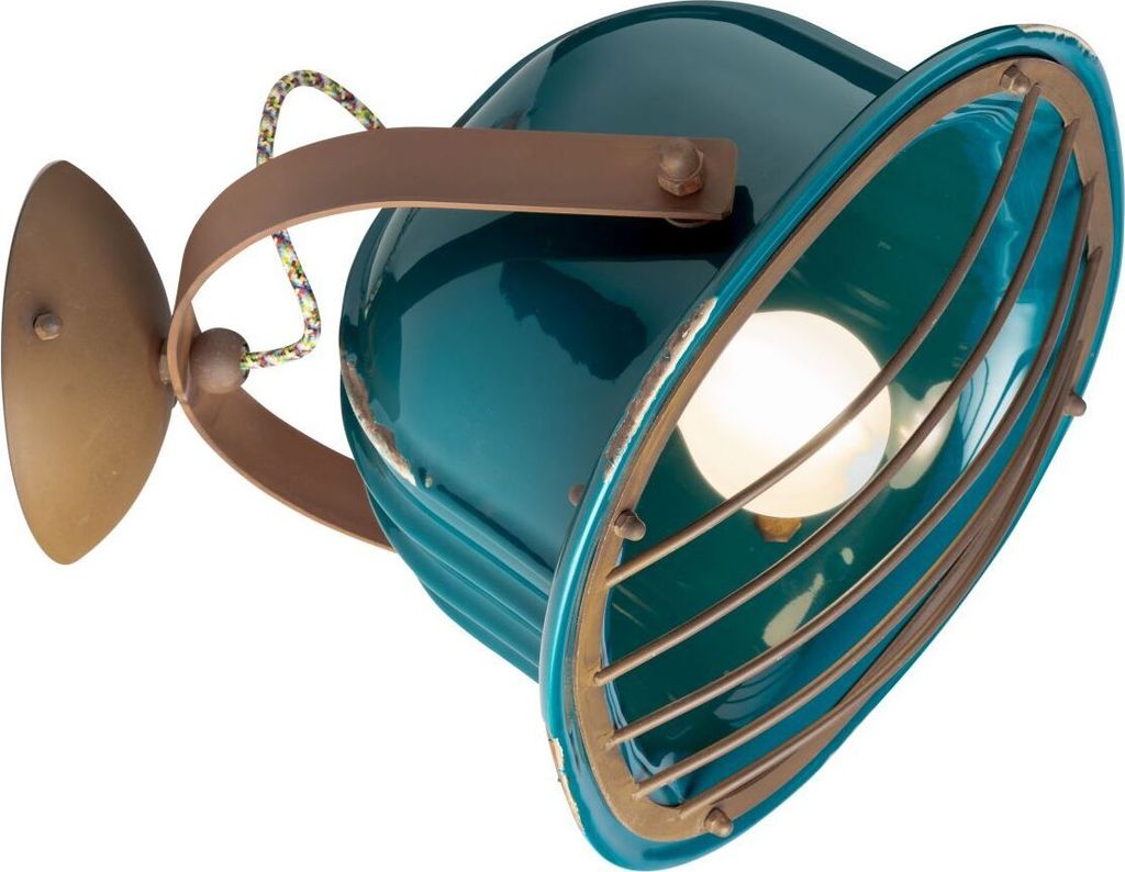 Spot Strahler Metall Keramik verstellbar Braun Petrol Shabby Antik E27 rund Retro Design Keramiklampe