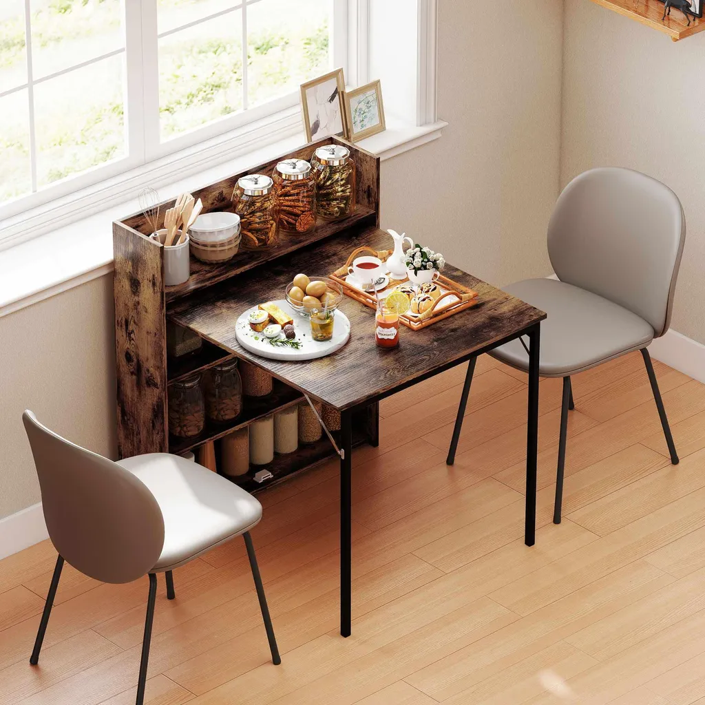 Petite table à manger pliable pour cuisine ou studio avec rangement loft