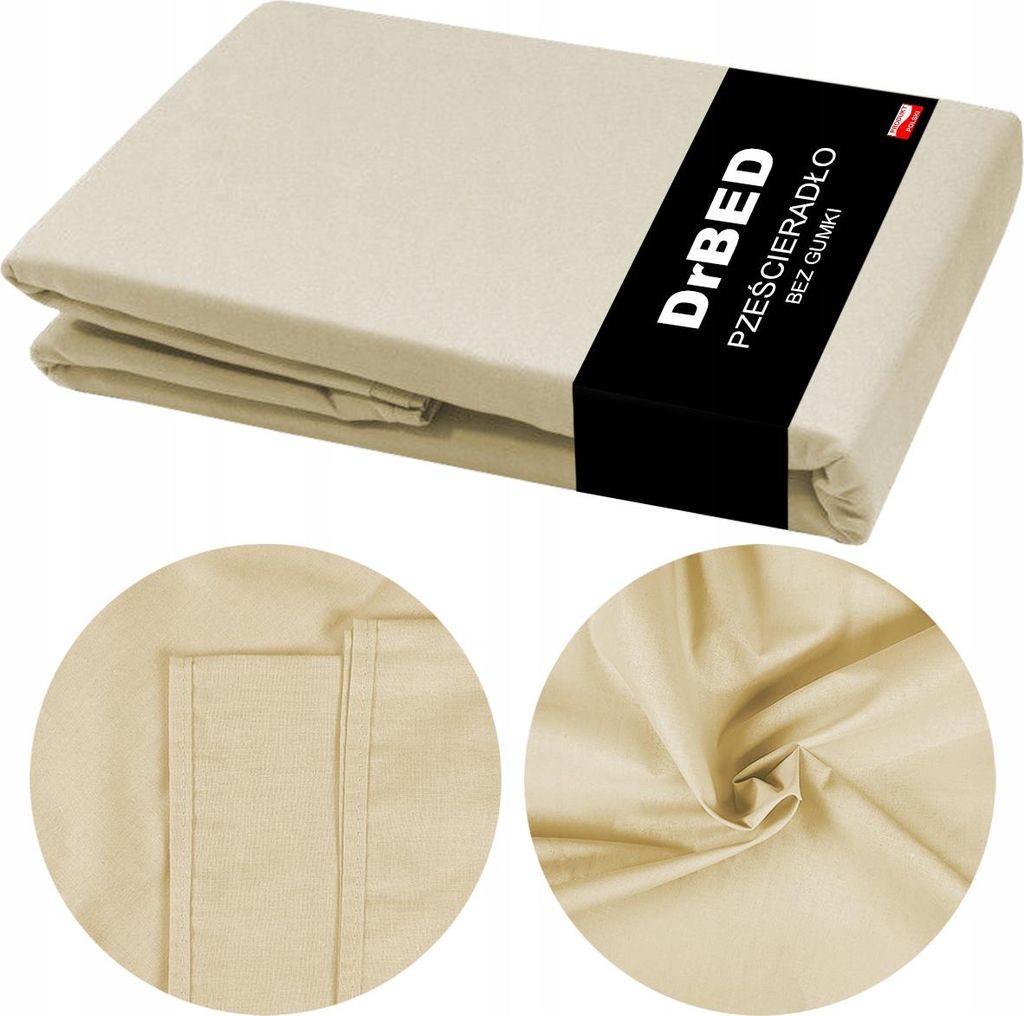 Spannbettlaken aus natürlicher Baumwolle, weich, 160 x 210, Beige, Polnisch