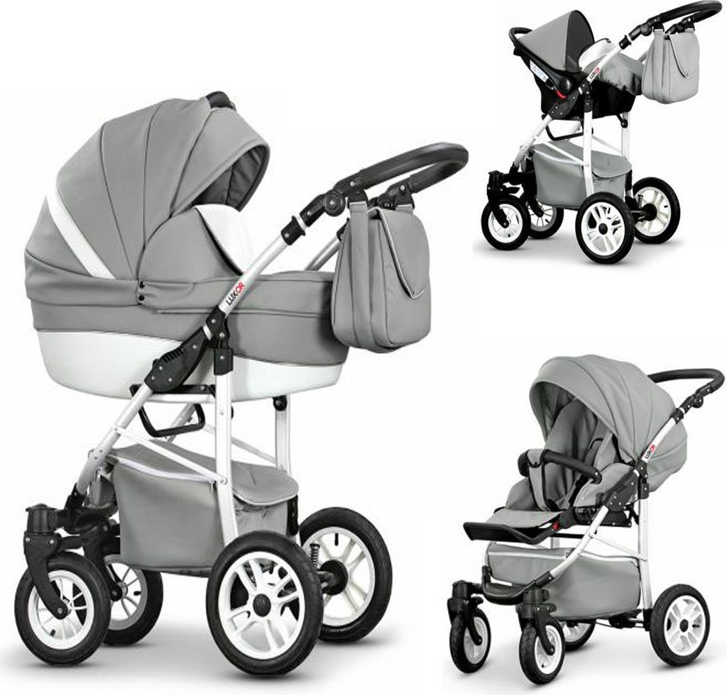 Kinderwagen-Set Craft Eco 4 in 1 in Grau-Weiß - 16 Teile - Produktbild 