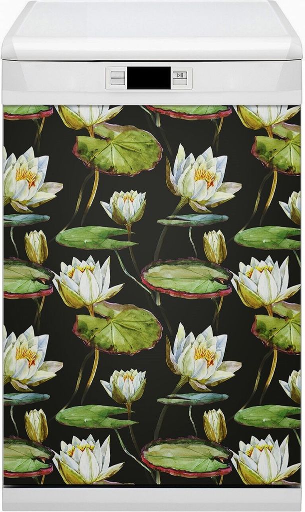 Magnet Folie für Geschirrspüler Küche Magnetmatte 45x80 cm Nachbildung Geschirrspüle - Blumen Lotus
