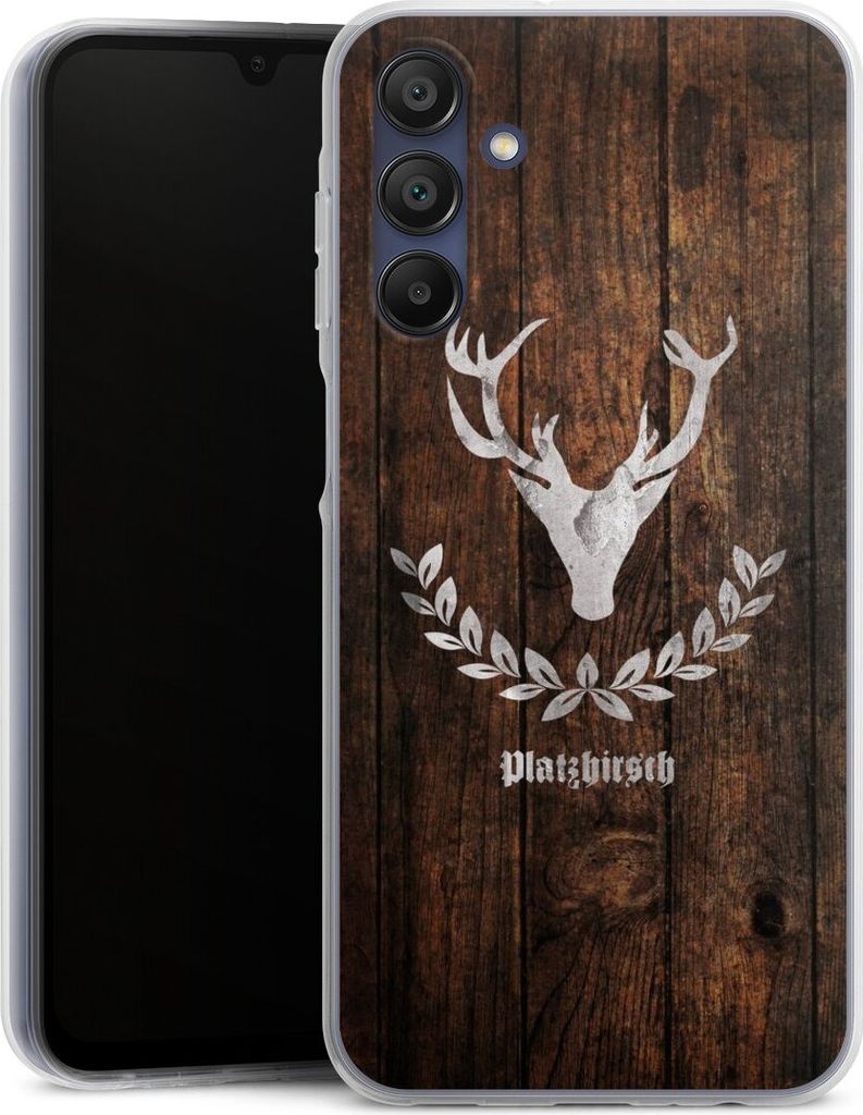 DeinDesign Handyhülle für Samsung Galaxy A15 5G Silikon Hülle Case Smartphone Schutzhülle Hirsch Holz Holzoptik