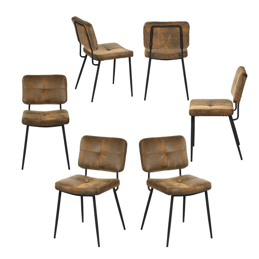 Meubles Cosy 6er-Set Esszimmerstühle im Industrial-Stil aus Kunstwildleder – KAROMI