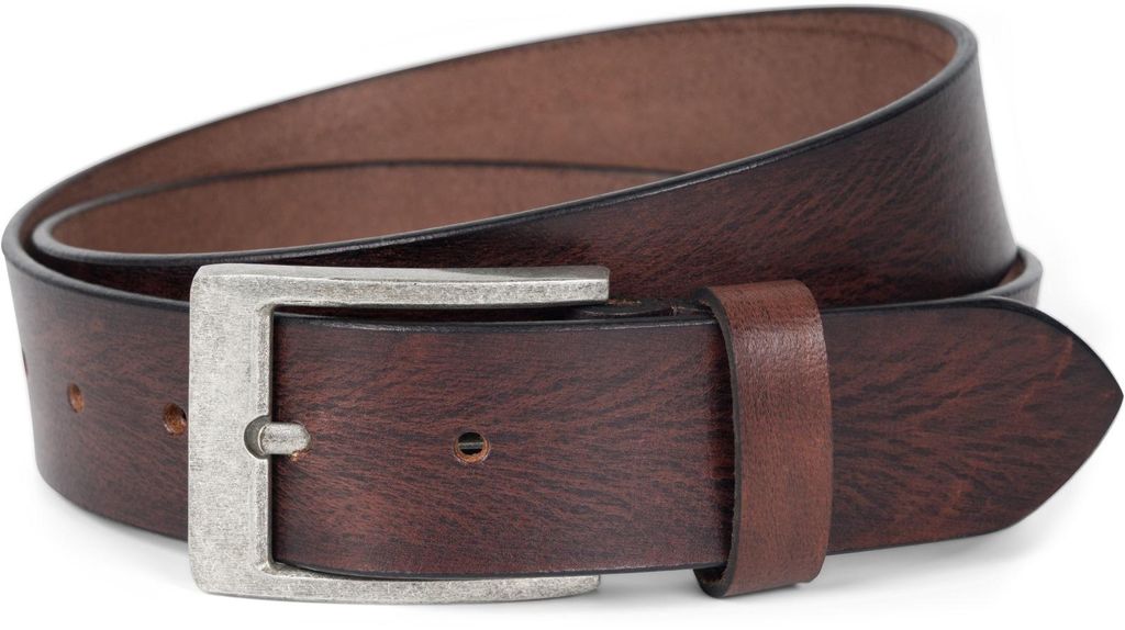 styleBREAKER Uni Rindsleder Gürtel Unifarben mit gemaserter Produktbild 